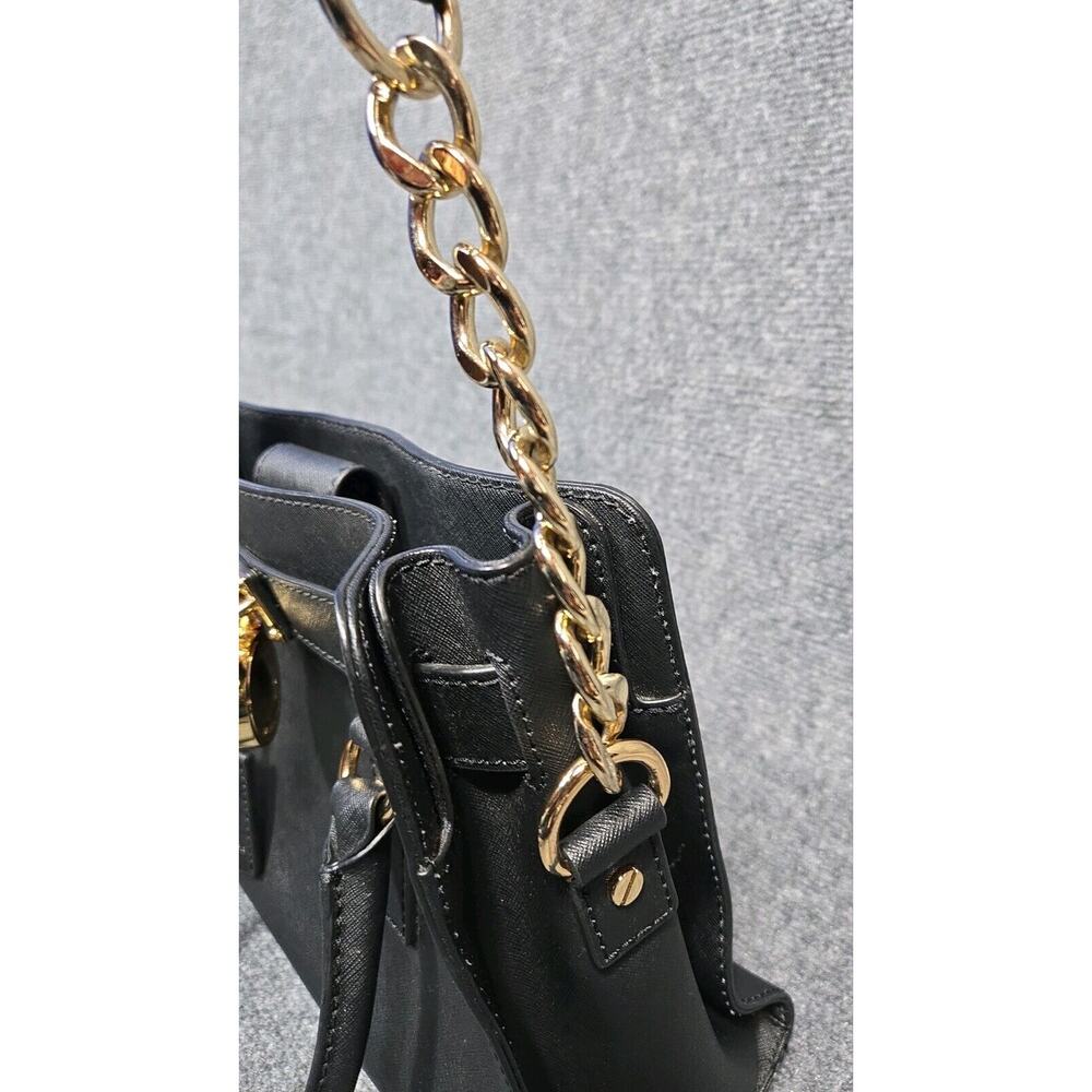 Michael Kors Hamilton EW East West Satchel Black Hamilton Leather Gold bag - Picture 8 of 14